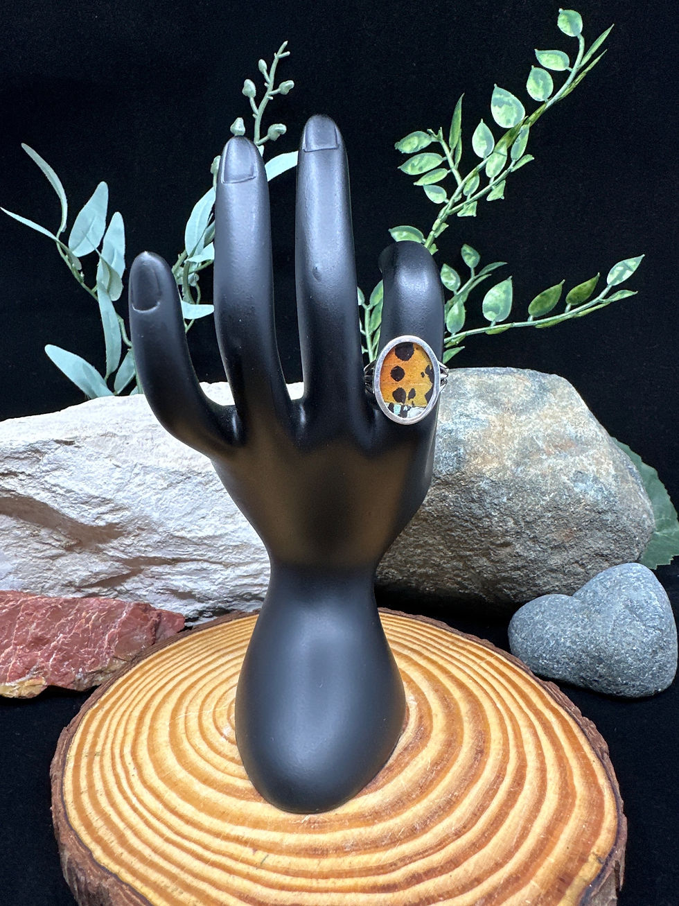 Thumbnail: Sunset Moth Wing Oval Sterling Silver Ring - Size 8