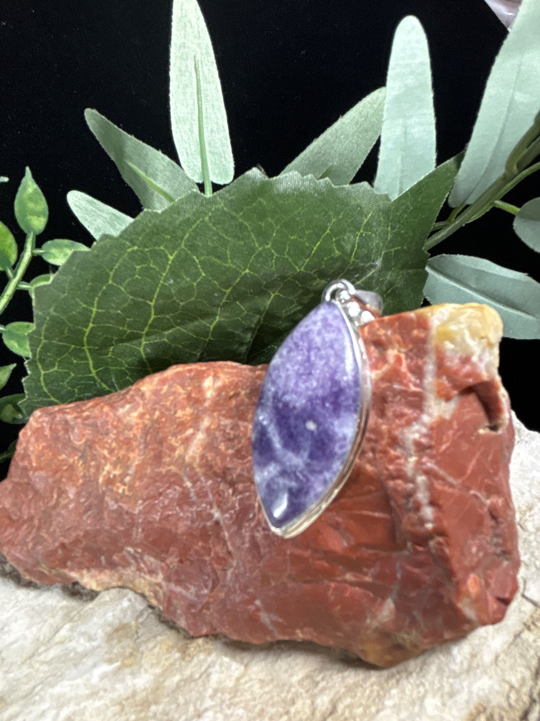 Lepidolite Sterling Silver Pendant - Medium/9