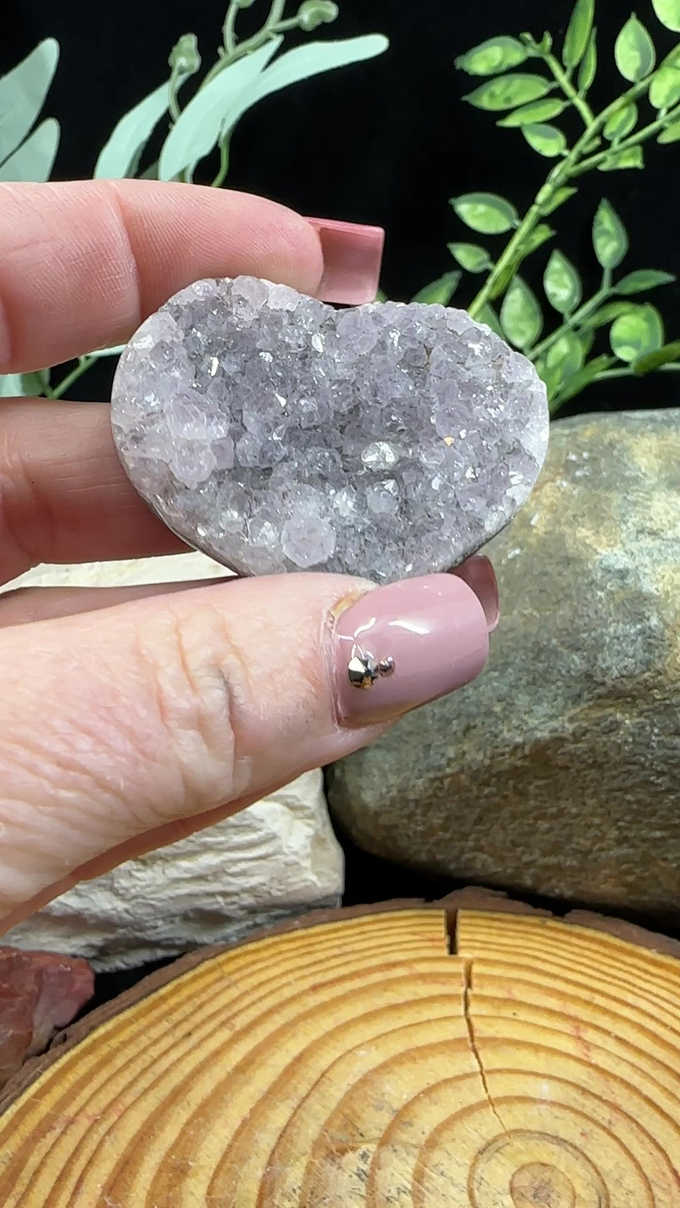 Thumbnail: Amethyst Druzy Heart - 3