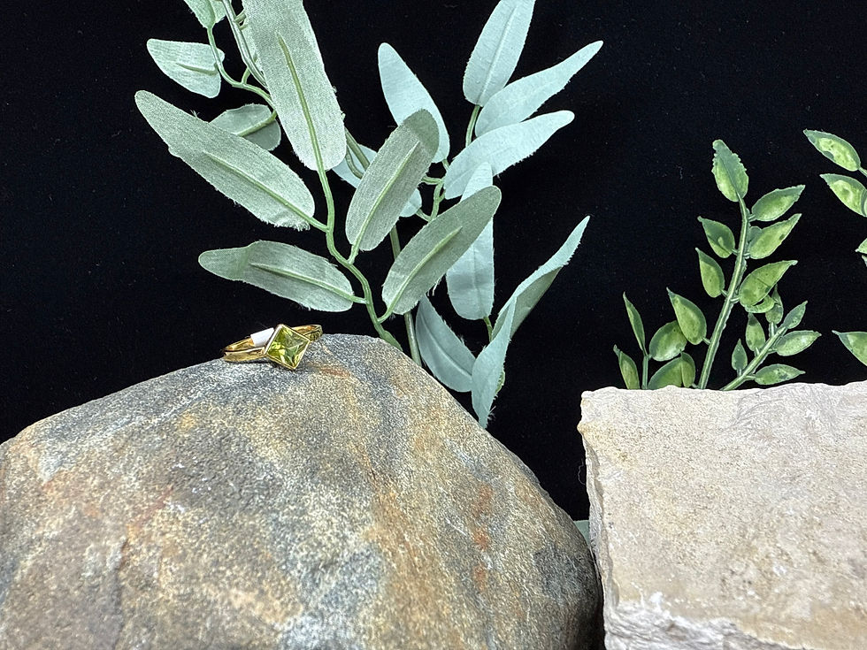 Faceted Peridot 18K Gold Plated Ring - Size 7