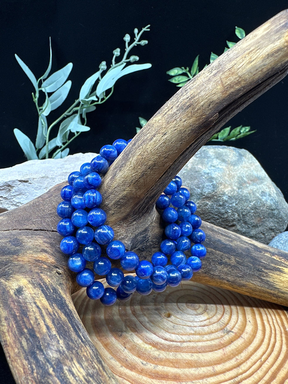 Blue Kyanite Beaded Bracelet - 8mm (High Grade, AAA)