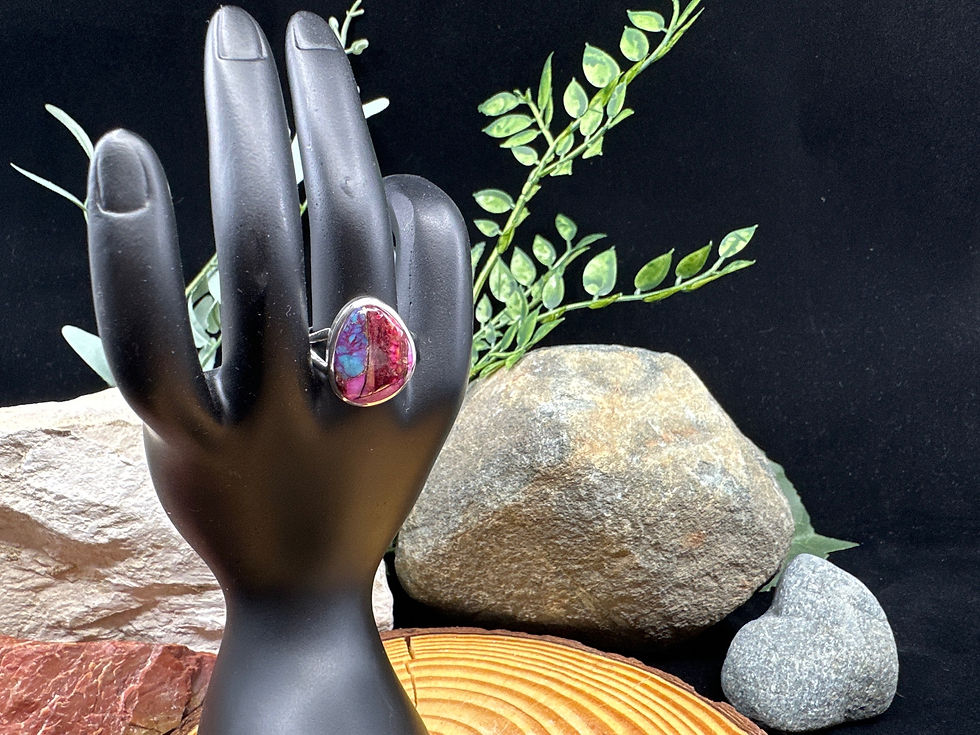 Thumbnail: Kingman Pink Dahlia Turquoise Sterling Silver Ring - Size 9