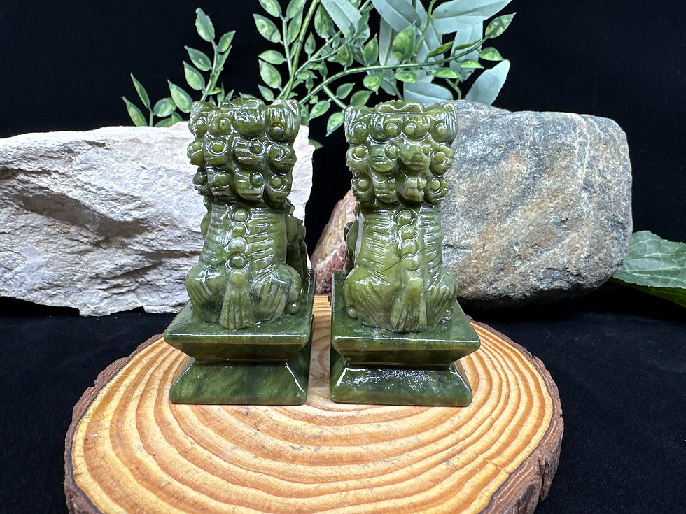 Thumbnail: Jade Polished Foo Dog Pair - Small