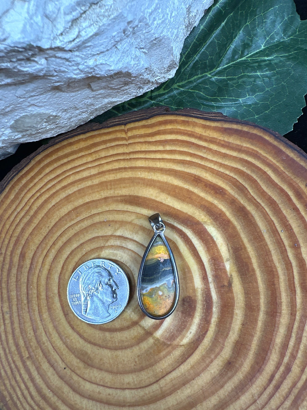 Thumbnail: Bumblebee Jasper Sterling Silver Pendant - 2
