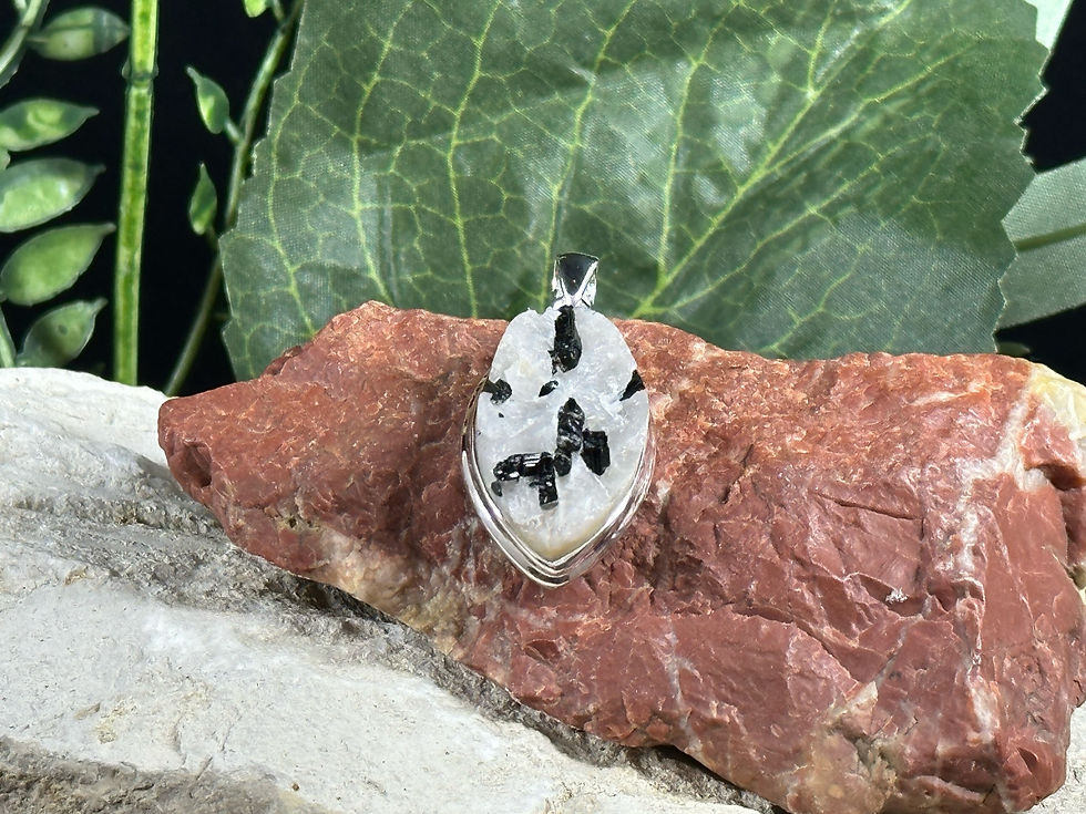 Black Tourmaline in Quartz (Tourmalinated Quartz) Sterling Silver Pendant