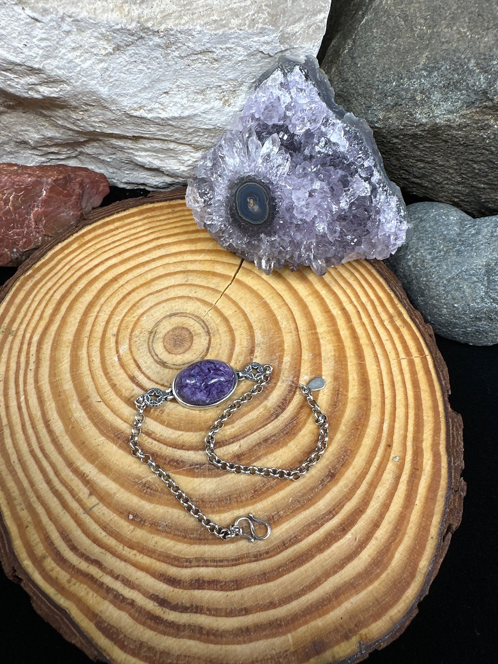 Thumbnail: Charoite Sterling Silver Bracelet