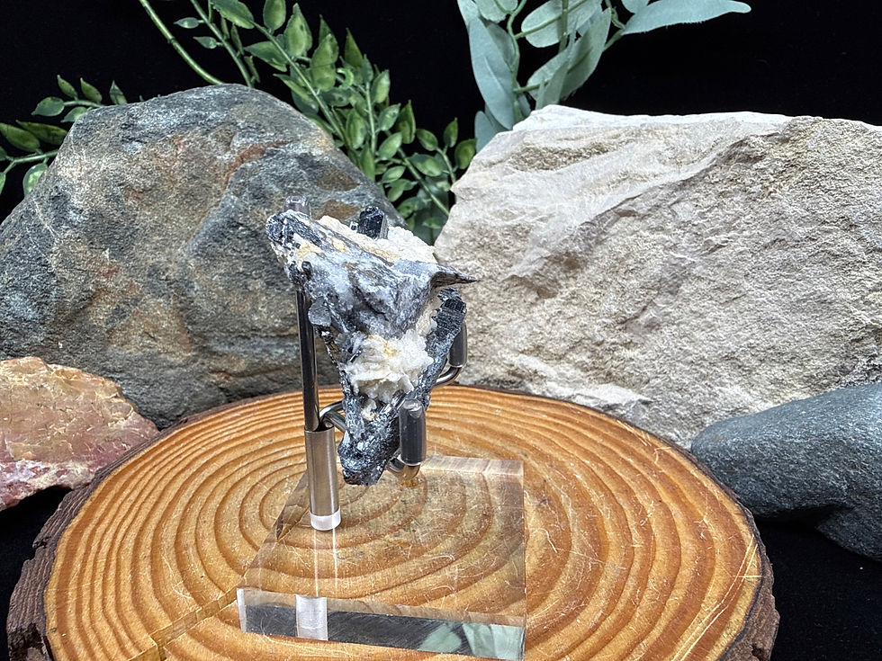 Thumbnail: Stibnite with Calcite Specimen Cluster Specimen - 2