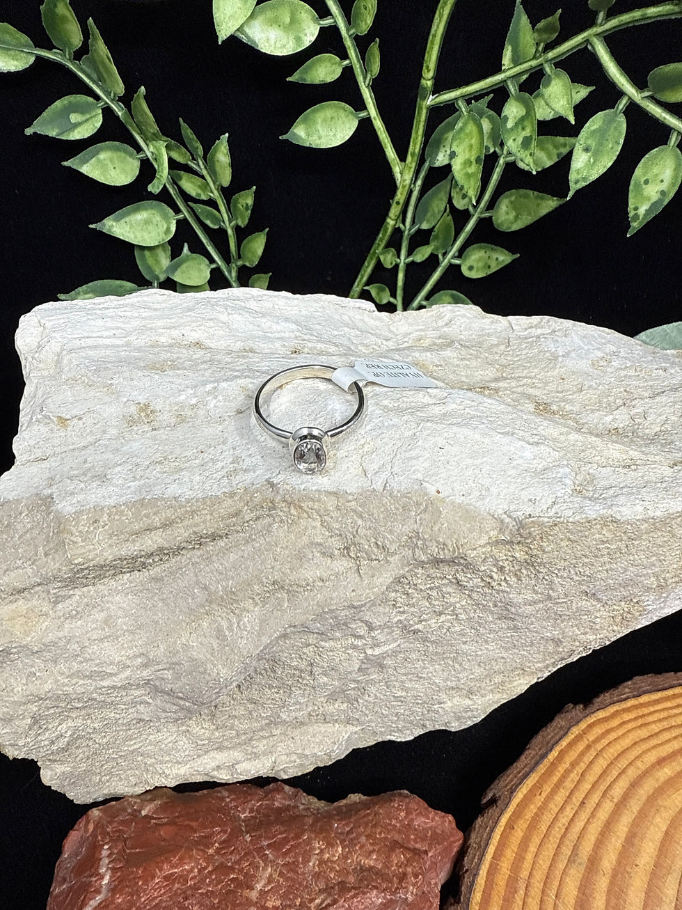 Thumbnail: Hyalite Opal Sterling Silver Ring - Size 8