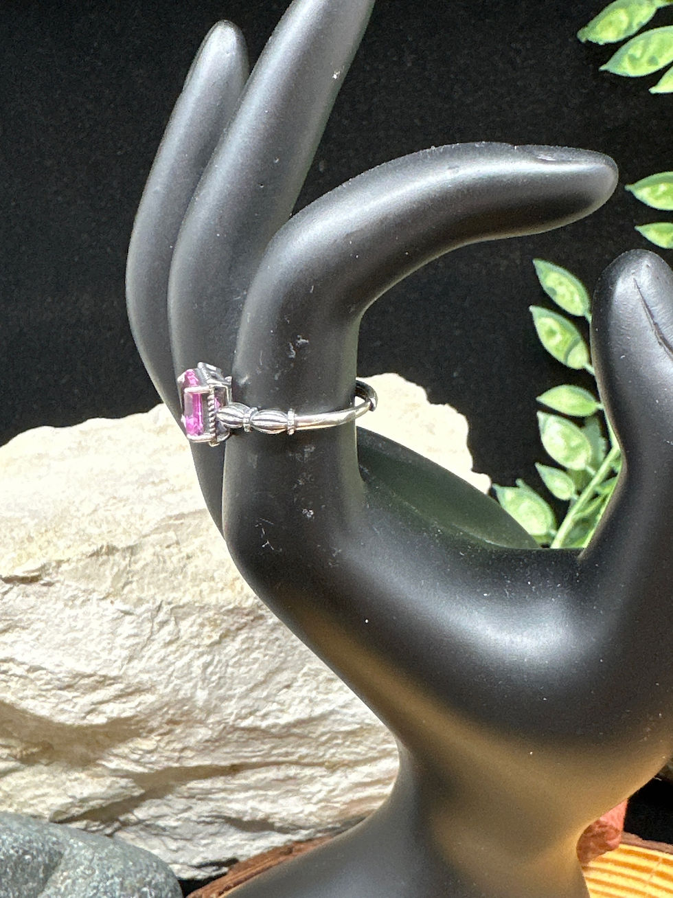 Thumbnail: Pink Topaz Faceted Sterling Silver Adjustable Ring