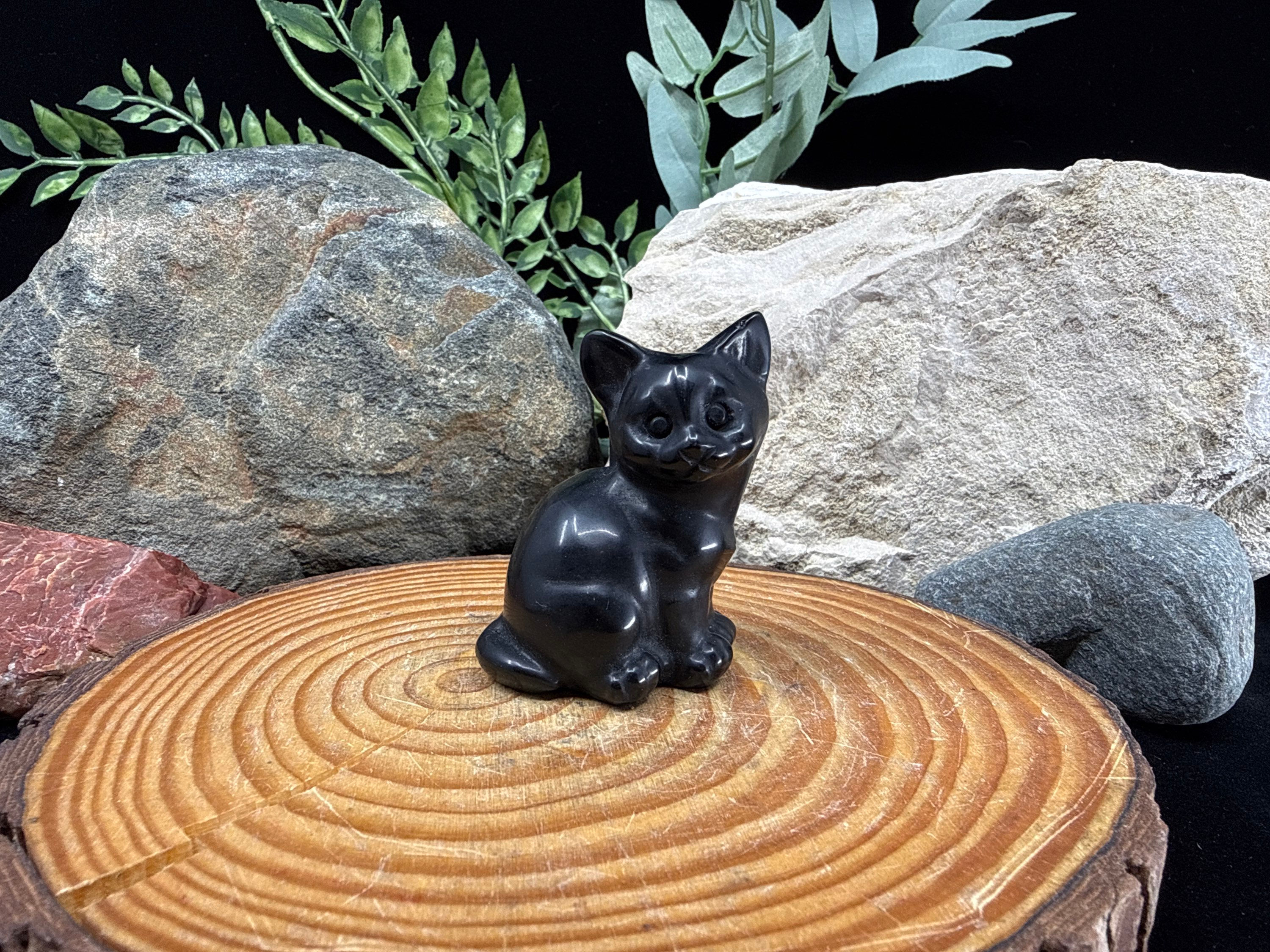 Black Obsidian Sitting Cat