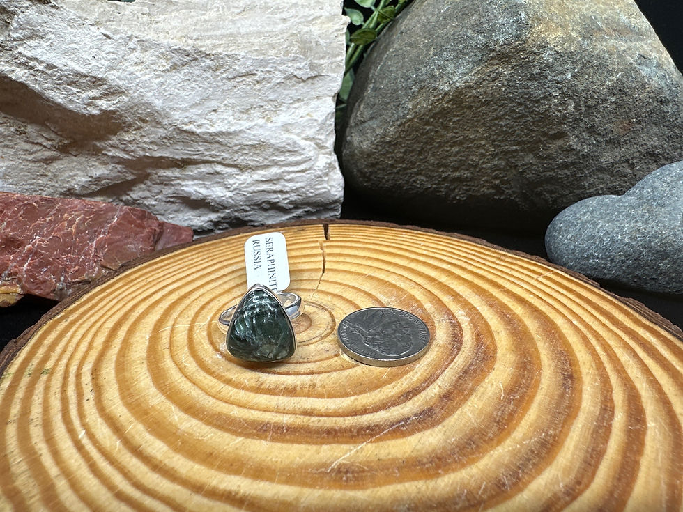 Thumbnail: Seraphinite Freeform Sterling Silver Ring - Size 7