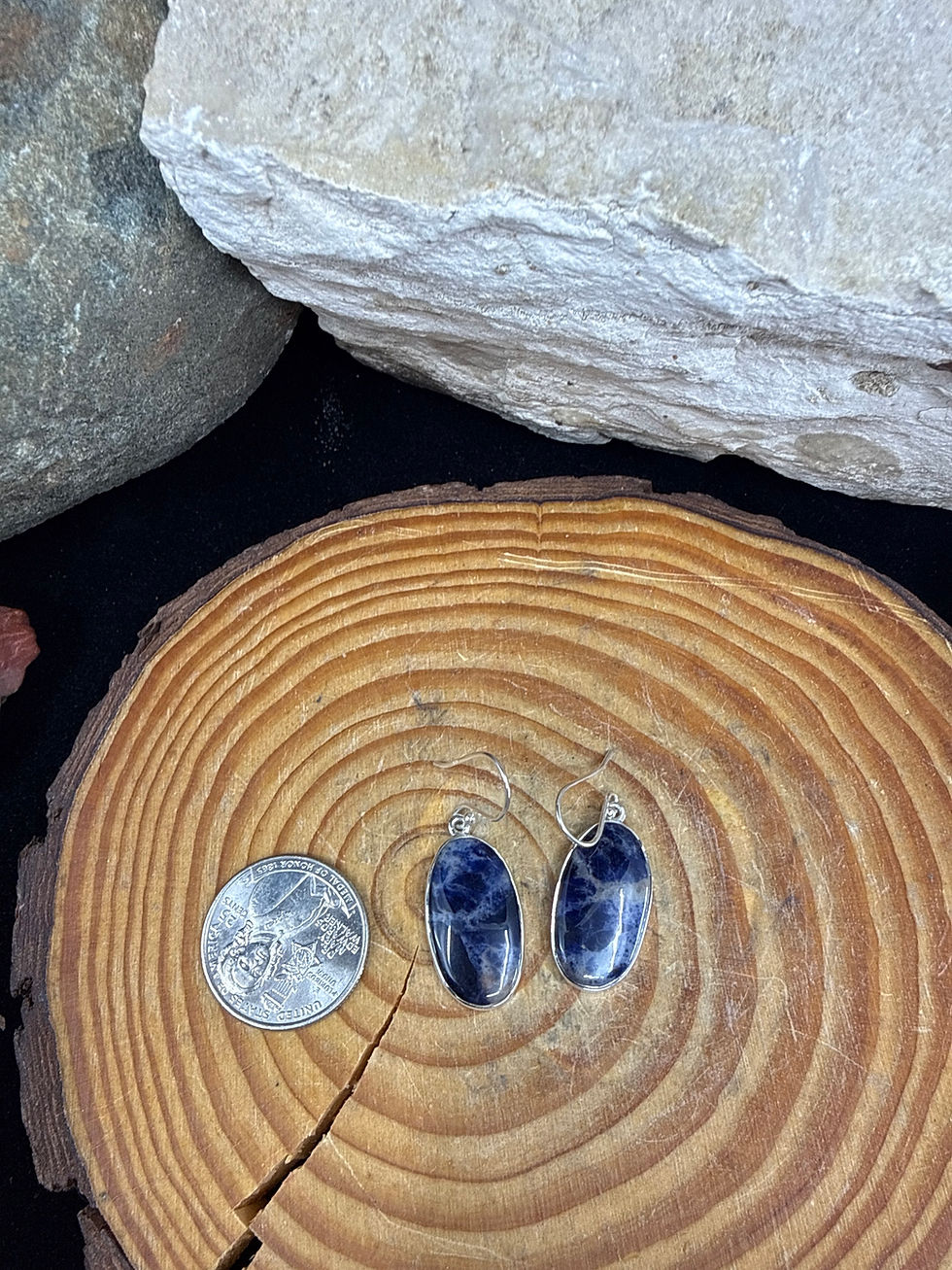 Thumbnail: Sodalite Oval Sterling Silver Earrings