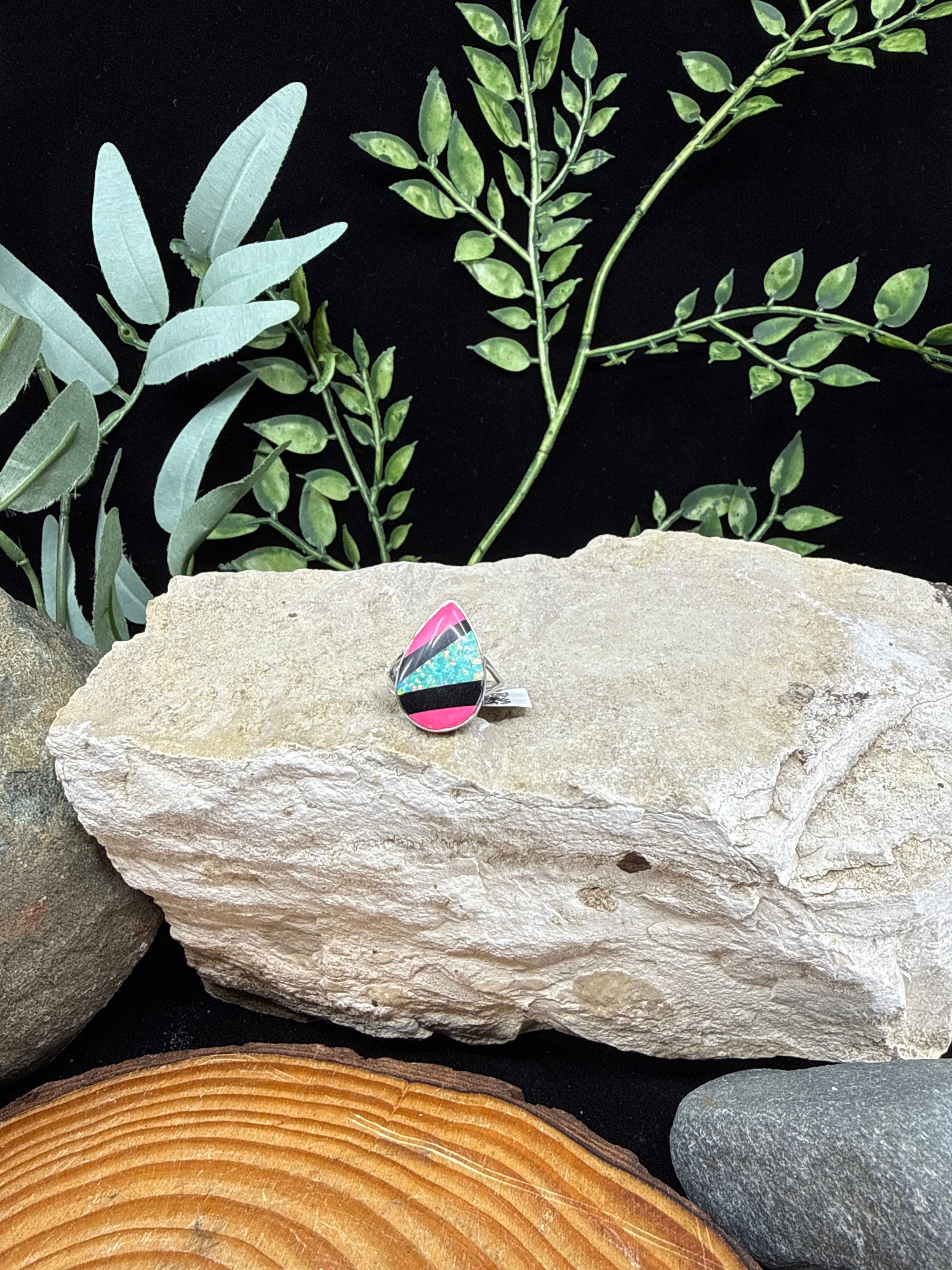 Balloon Opal Sterling Silver Mosaic Ring - Size 7