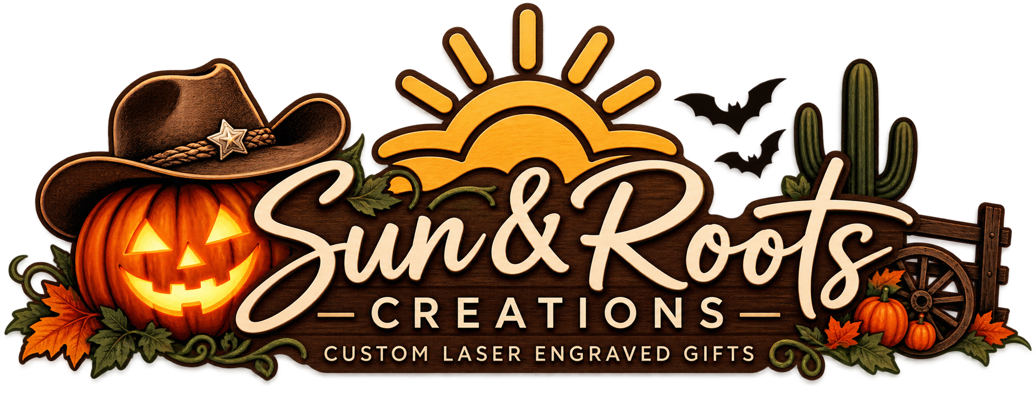 Sun & Roots Creations Halloween cowboy logo
