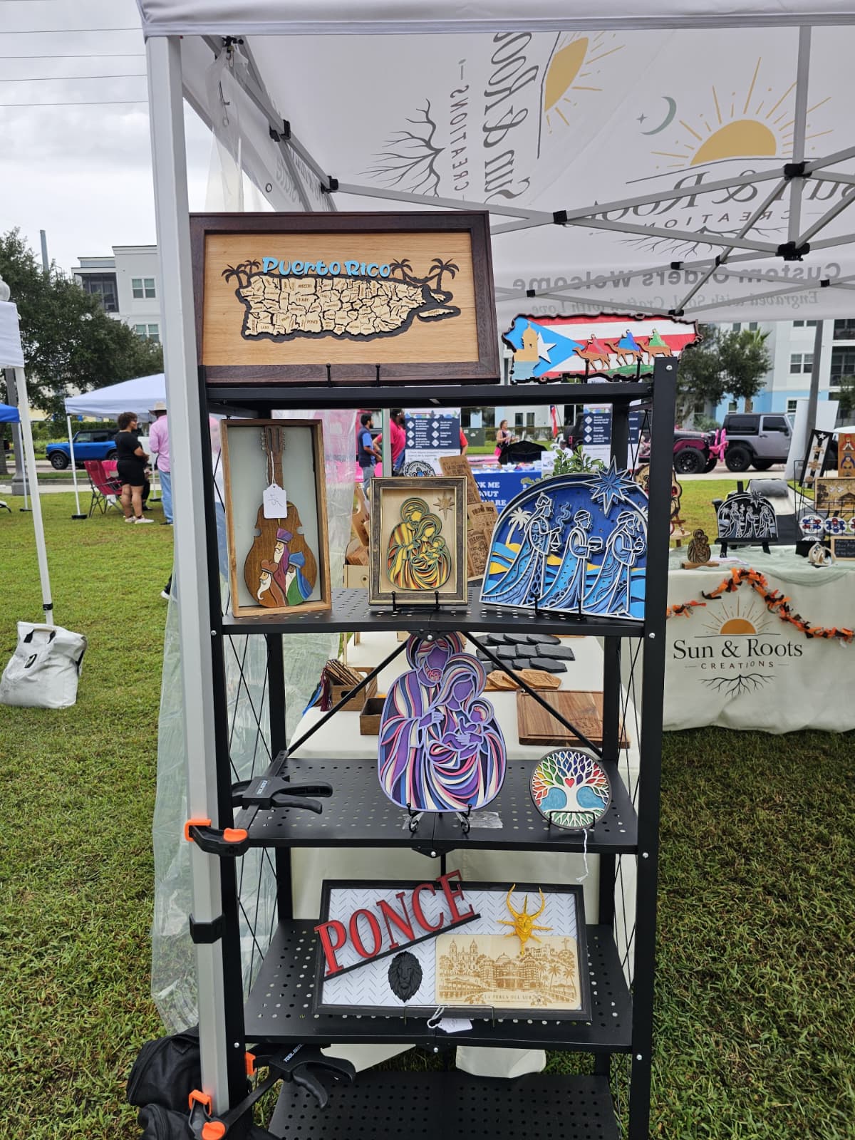Our handmade creations displayed at the market