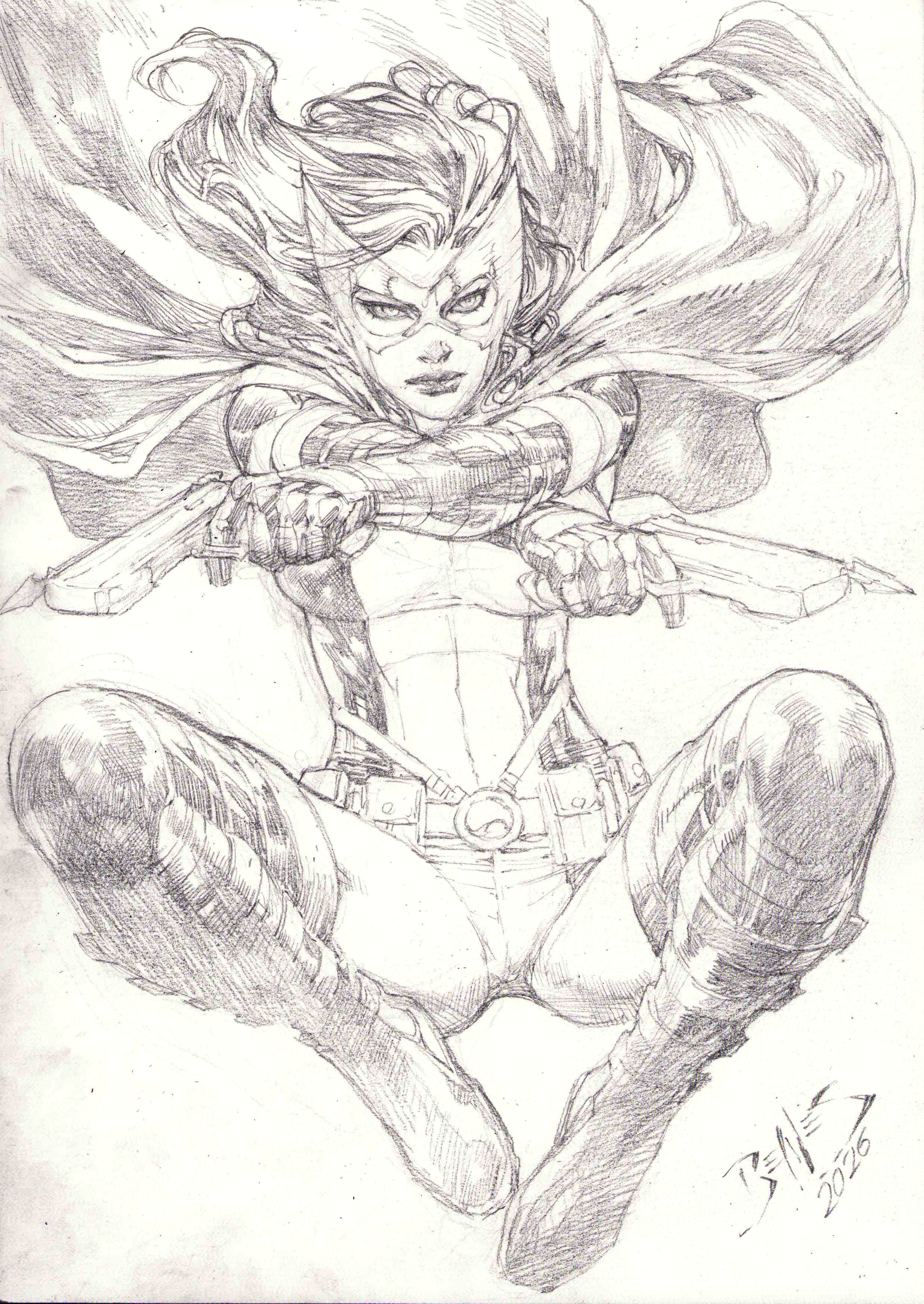 Huntress - 09"x12" Pencil
