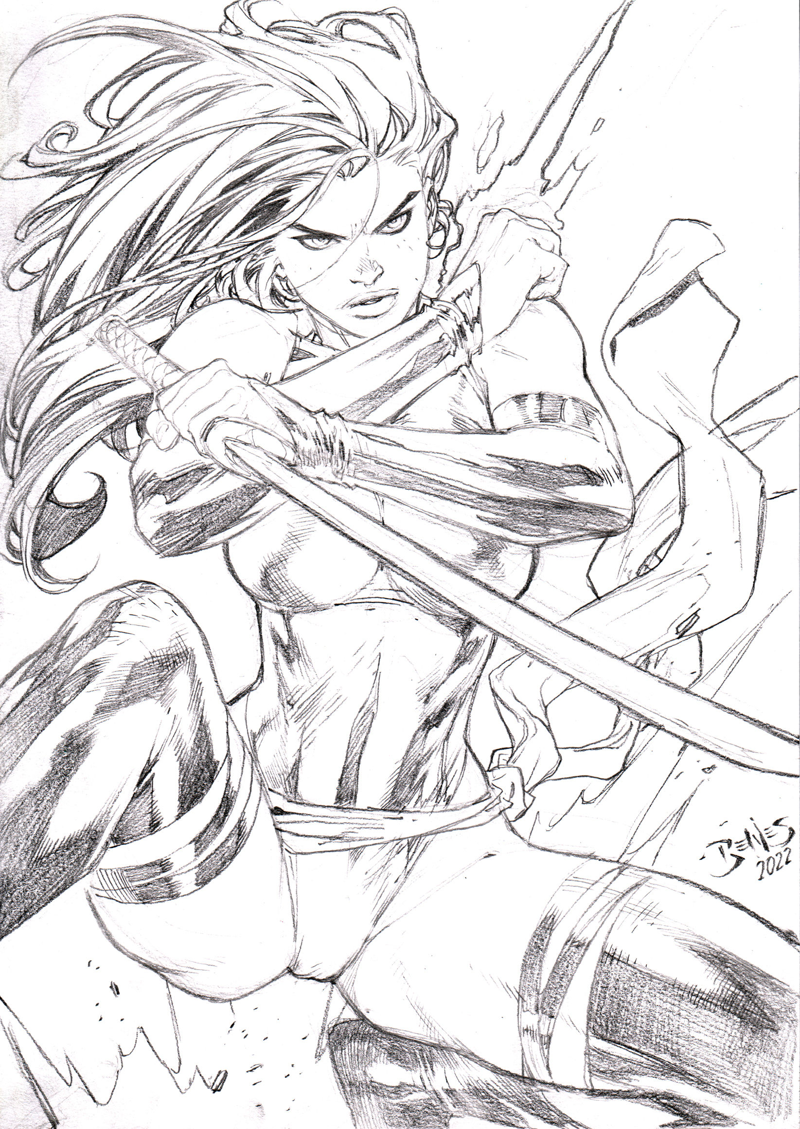 Psylocke - 9"x12" - Pencil