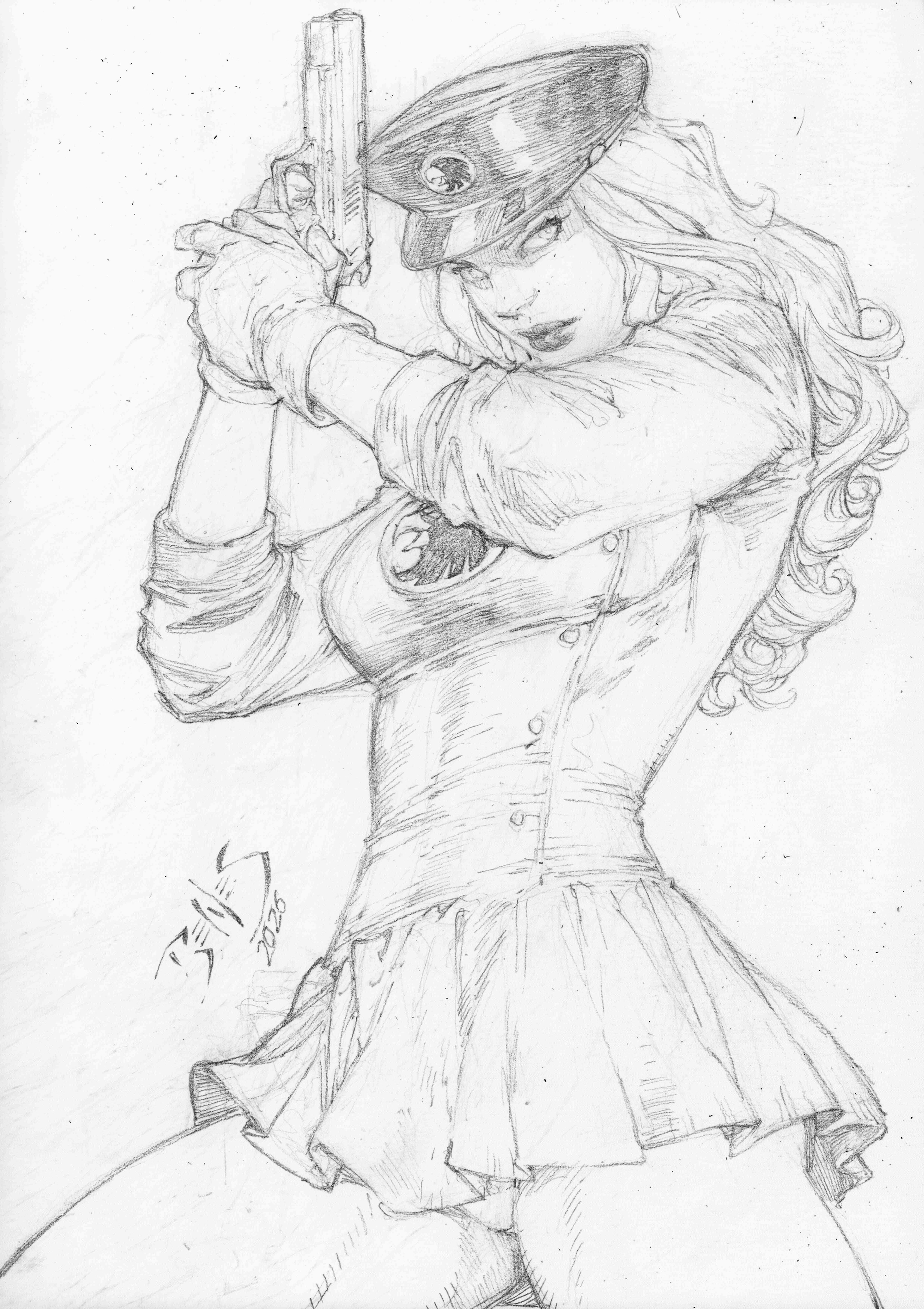 Lady Blackhawk - 09"x12" Pencil