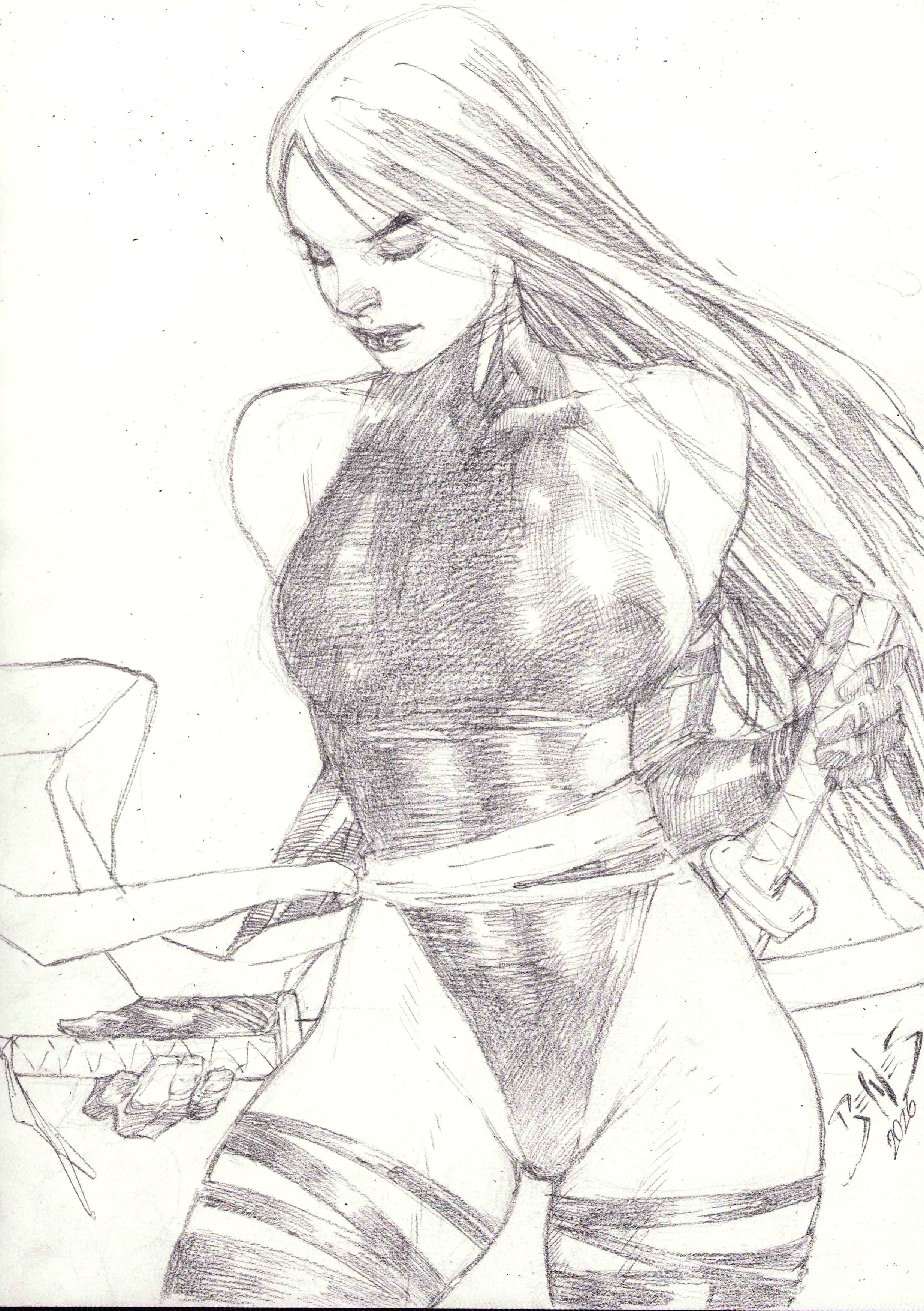 Psylocke - 09"x12" Pencil