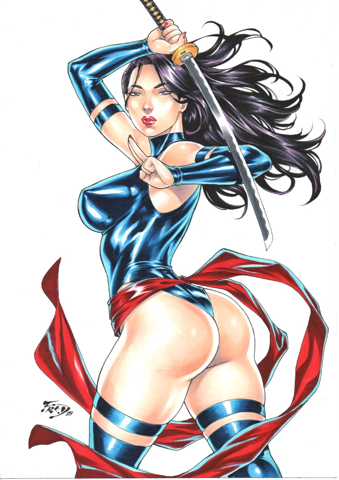 Psylocke - 9"x12" COLOR By Fred Benes