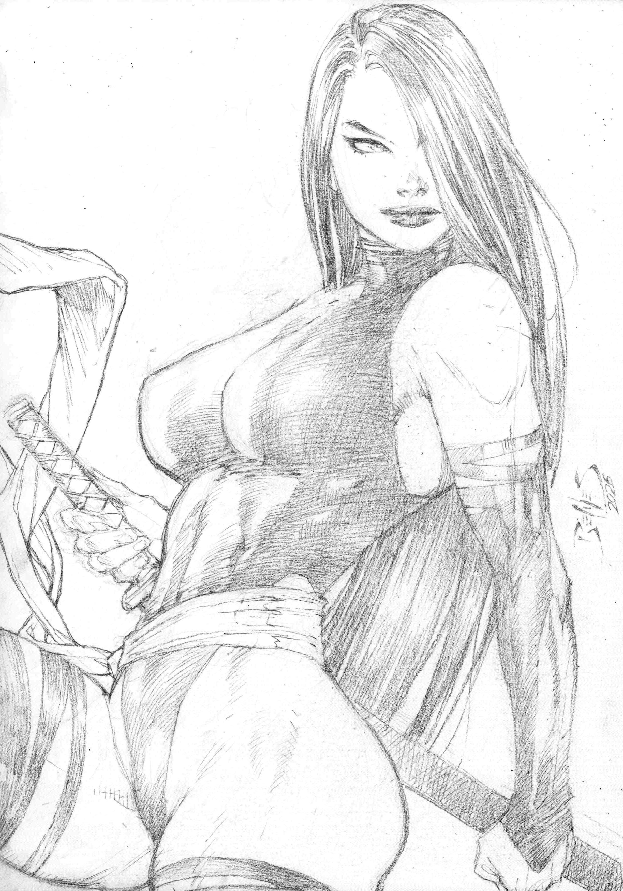 Psylocke - 09"x12" Pencil