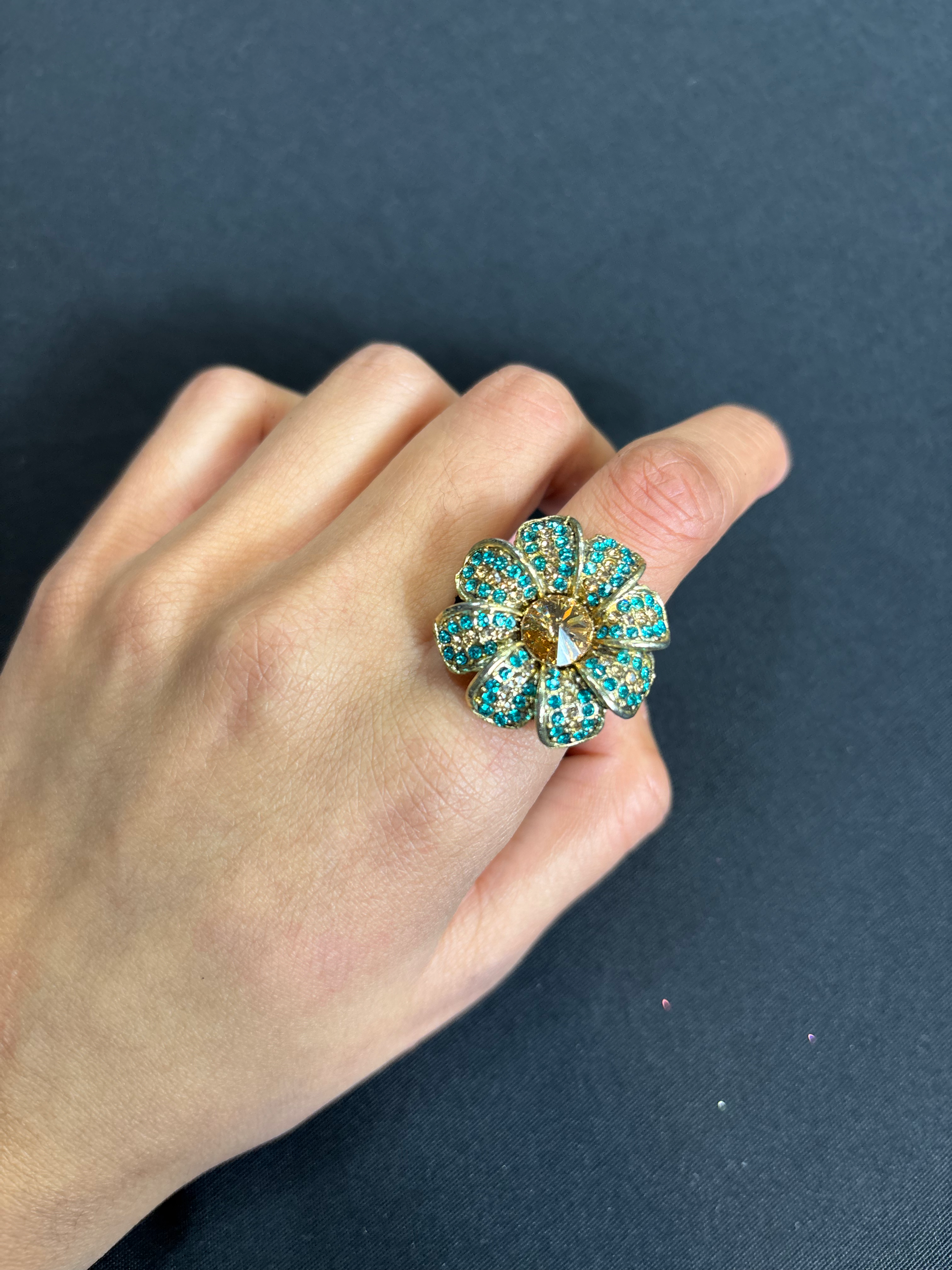Blue Flower Ring Design 3
