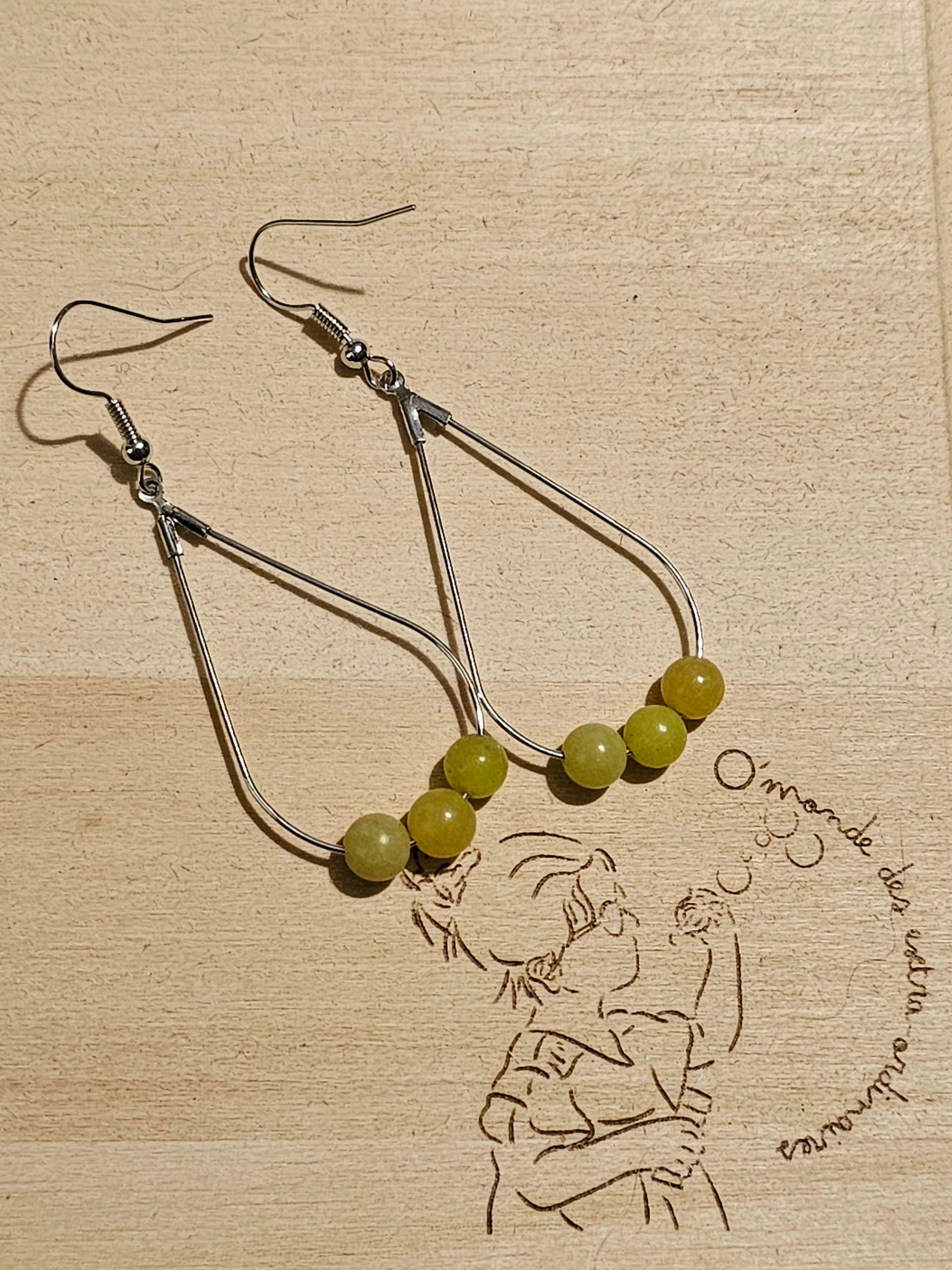 Boucles d'oreilles perles pierres naturelles 