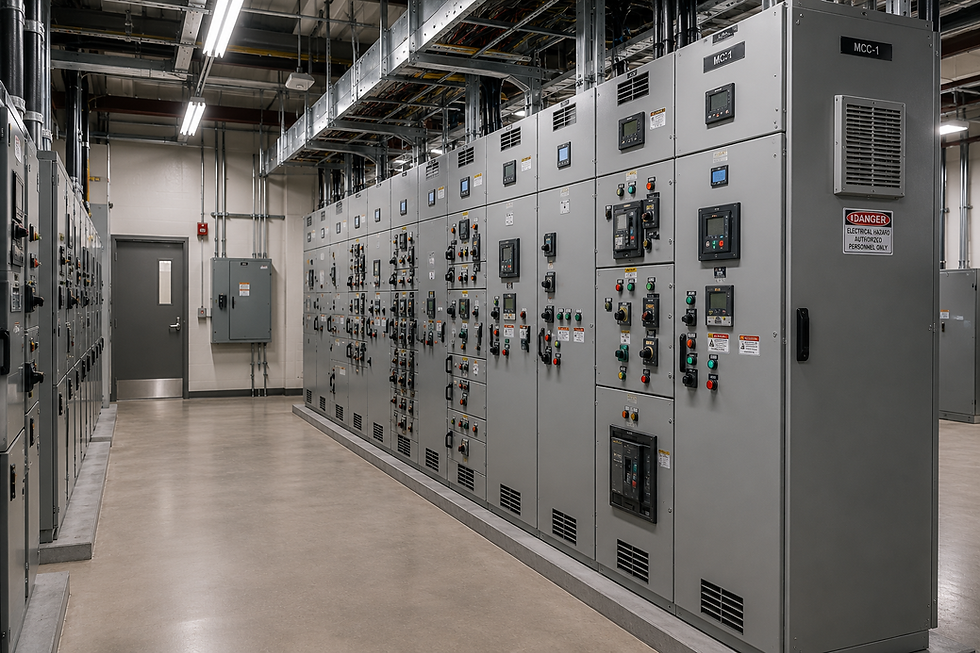 Industrial electrical motor control center (MCC) room