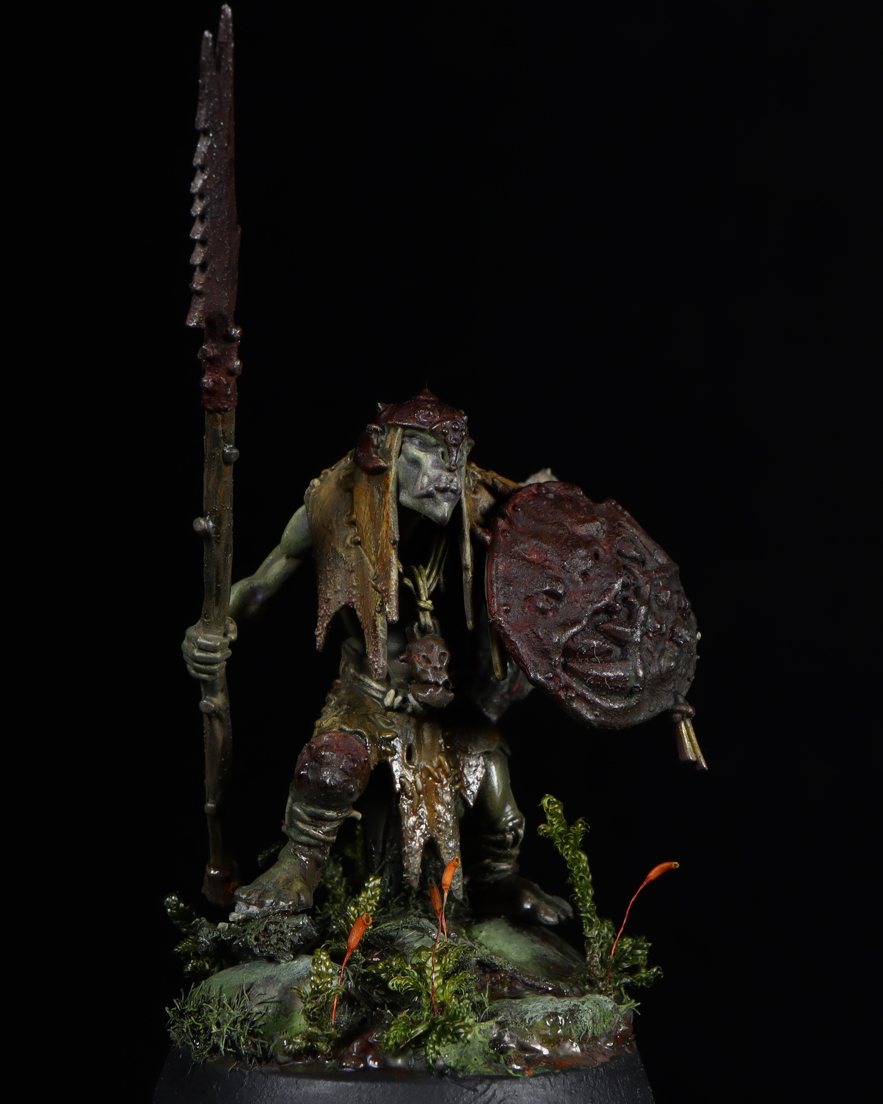 A grimdark rendition of an Orruk Kruleboy