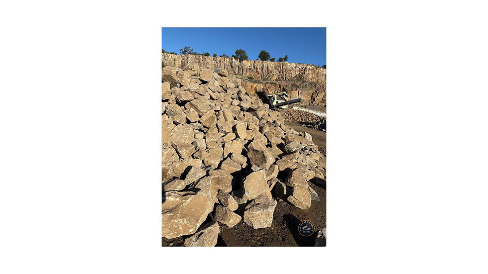 Thumbnail: large stock pile of the 1-2 ton range basalt rip-rap rsp
