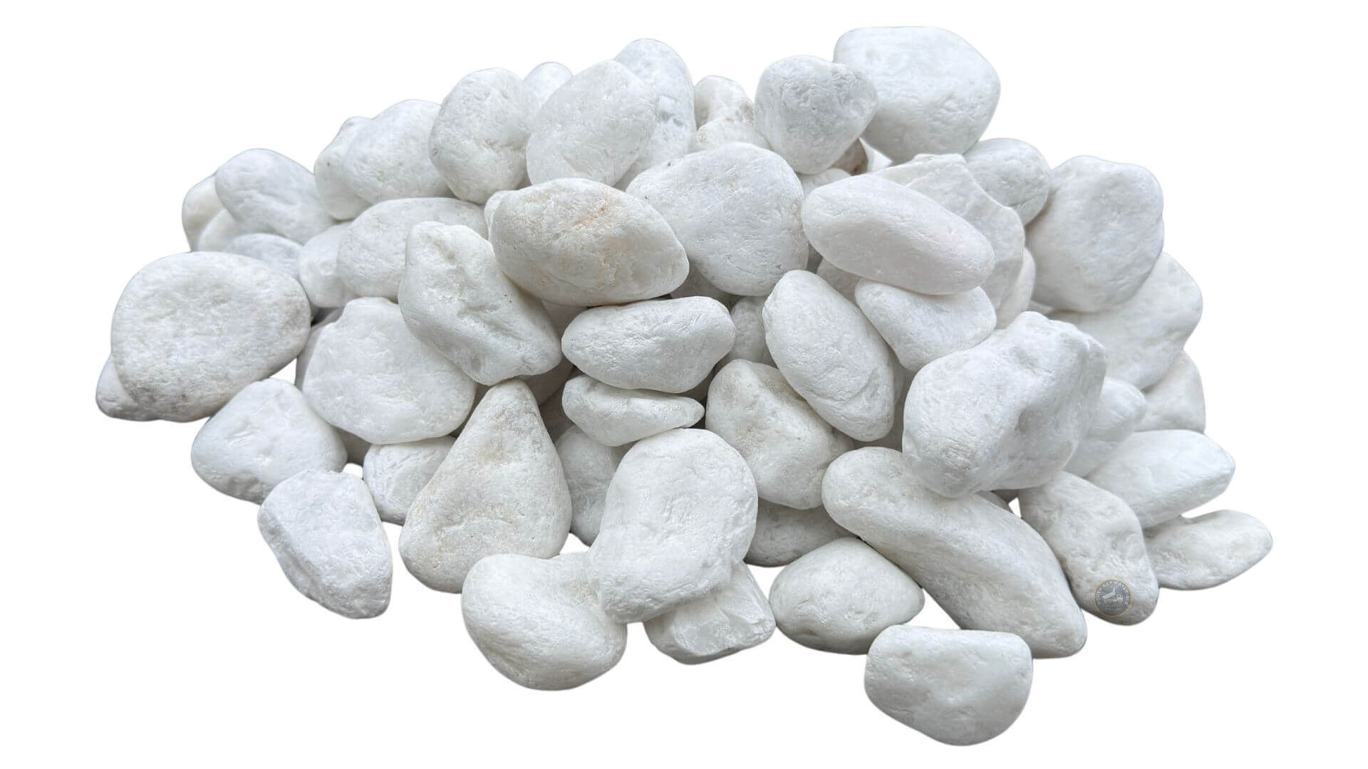 1.5 inch Himalaya White River Rock with smooth, rounded white stones for modern landscaping in Napa and Sonoma.