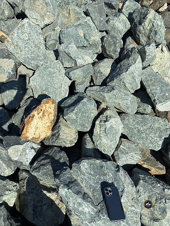 Rip rap bulk pile with size reference