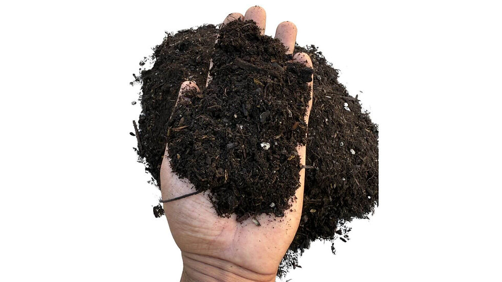 Hand holding organic soil conditioner mix for gardens, vineyards, and landscaping in Napa Valley