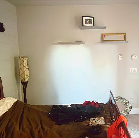 Before image of an uninspired bedroom set to be redesigned by RelovedNY using 2nd hand décor, handmade décor, budget and earth friendly design