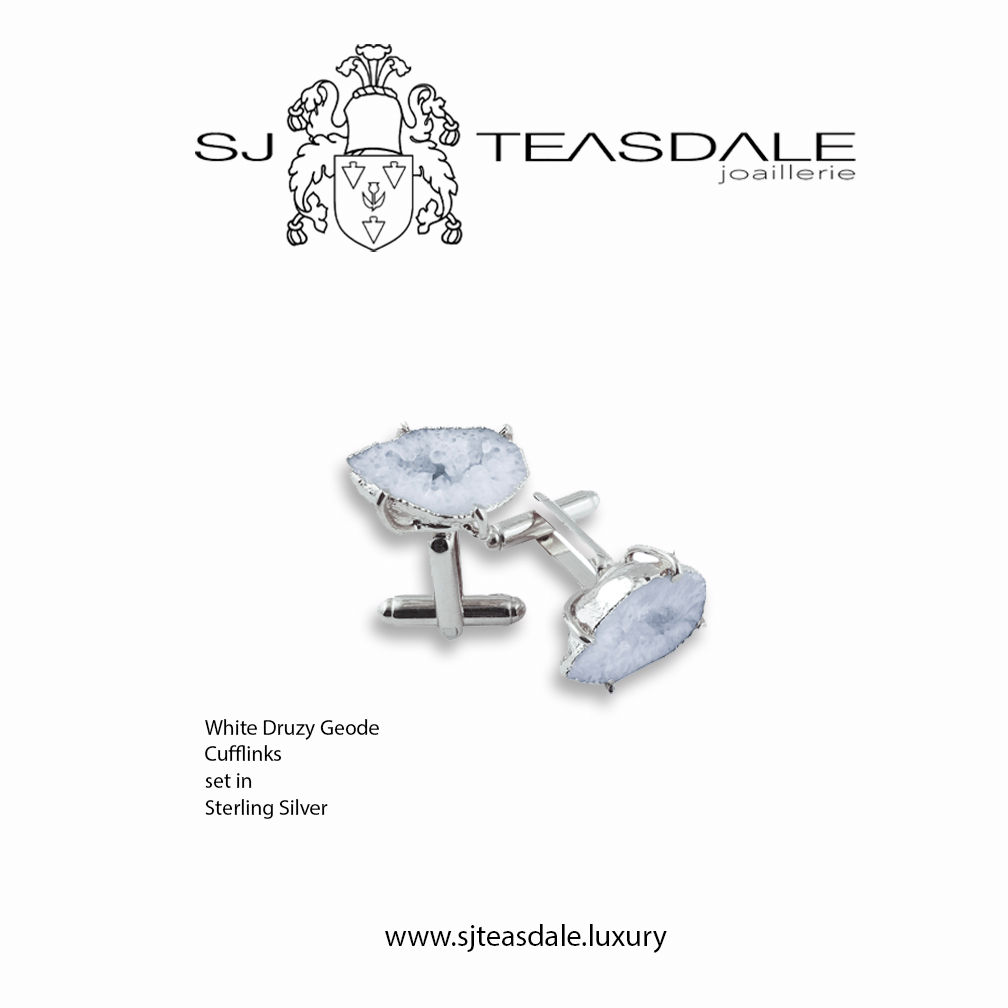 White Druzy Geode Cufflink