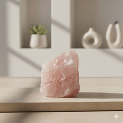 Natural Rose Quartz raw stone with soft pink hue symbolizing unconditional love