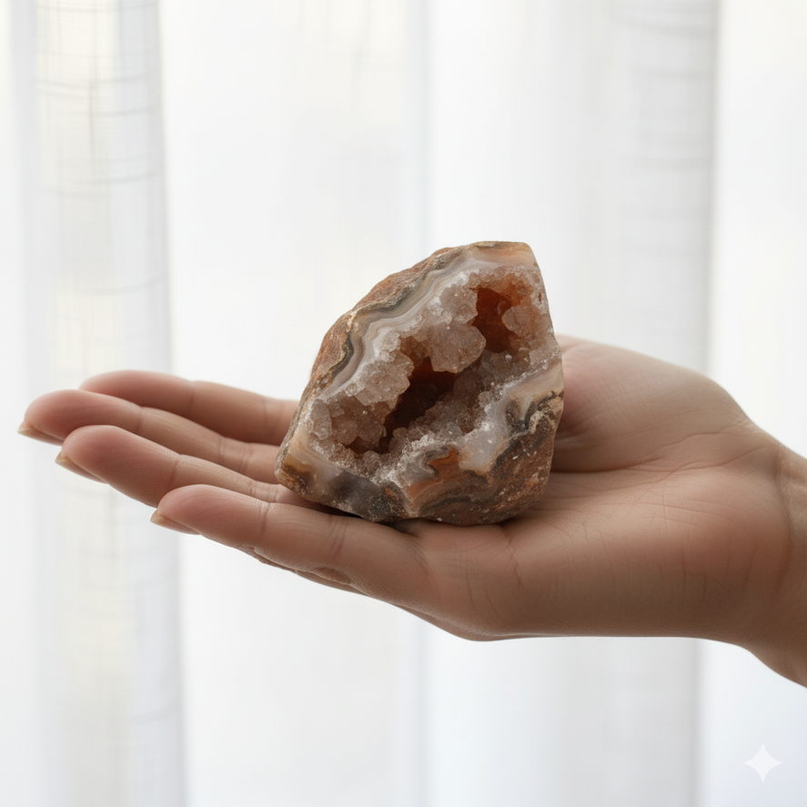 Agate raw stone radiating strength, balance, and natural stability for healing