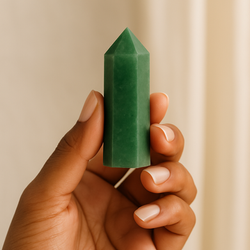 Green Aventurine tower promoting luck, growth, and positive transformation