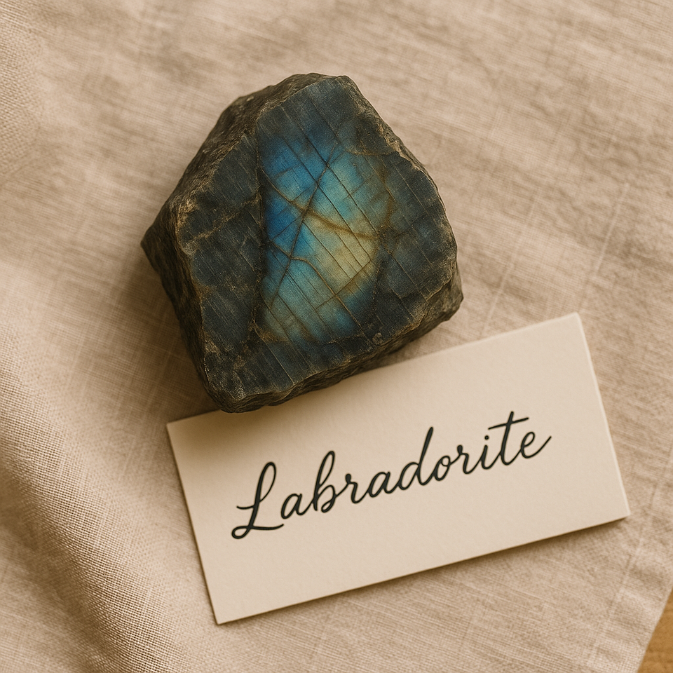 High-quality Natural Labradorite raw stone radiating mystical blue and gold flashes