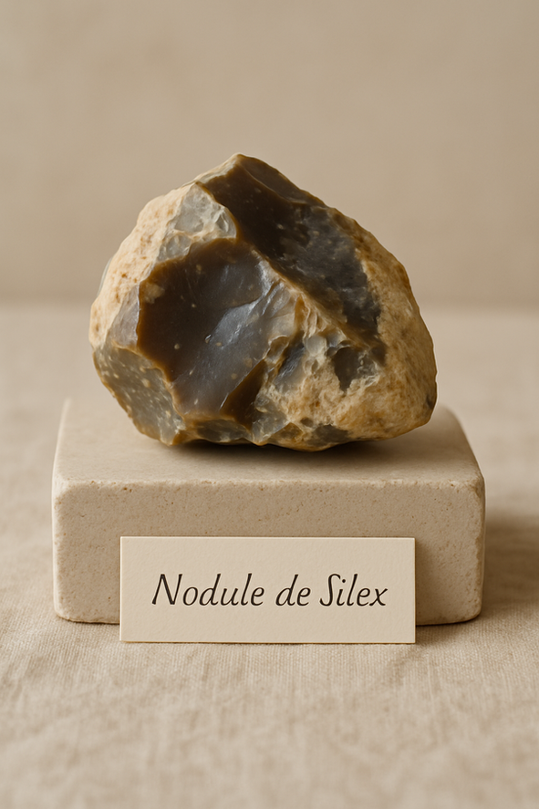 Natural Nodule de Silex raw stone with earthy texture symbolizing protection and wisdom