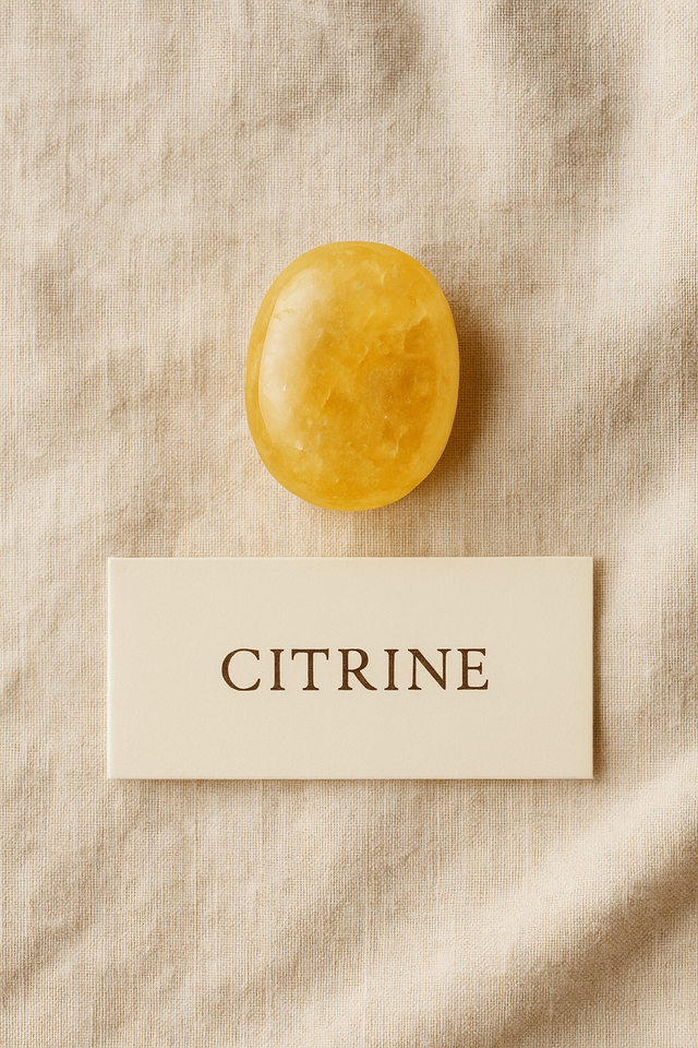 Natural Citrine tumble stone symbolizing abundance, success, and positive energy