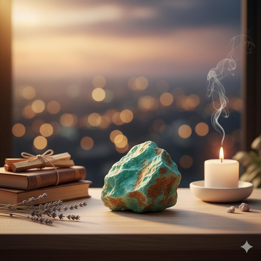 Certified Variscite (Varyte) raw crystal for emotional balance and heart chakra energy