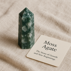 High-quality Natural Moss Agate tower radiating grounding and nurturing energy