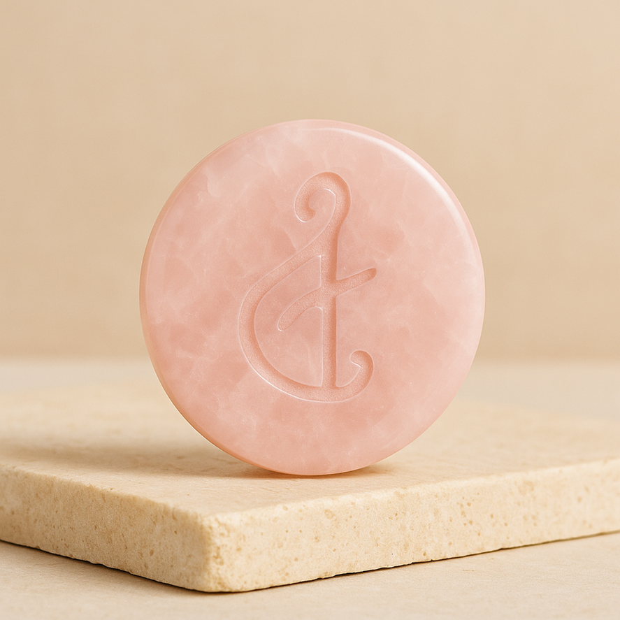 Natural Rose Quartz Zibu coin symbolizing love, compassion, and sacred energy