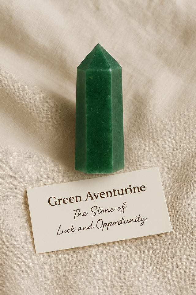 High-quality Natural Green Aventurine tower radiating abundant and healing energy