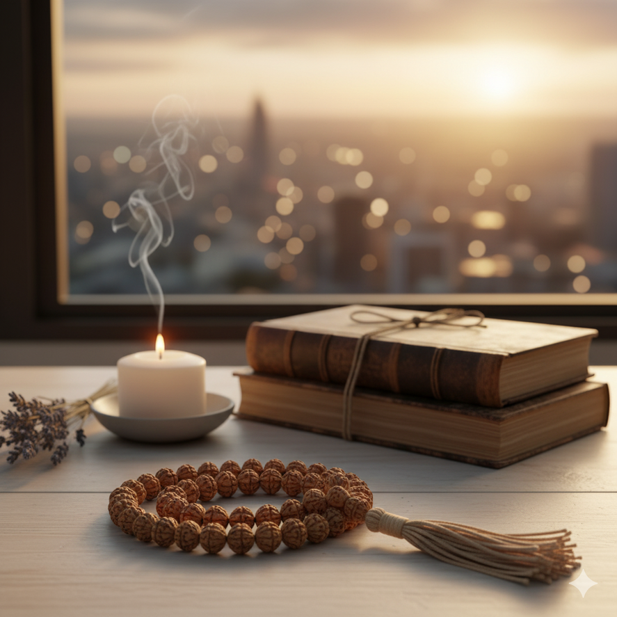 Handcrafted Tulsi Root mala perfect for meditation, prayer, and spiritual peace