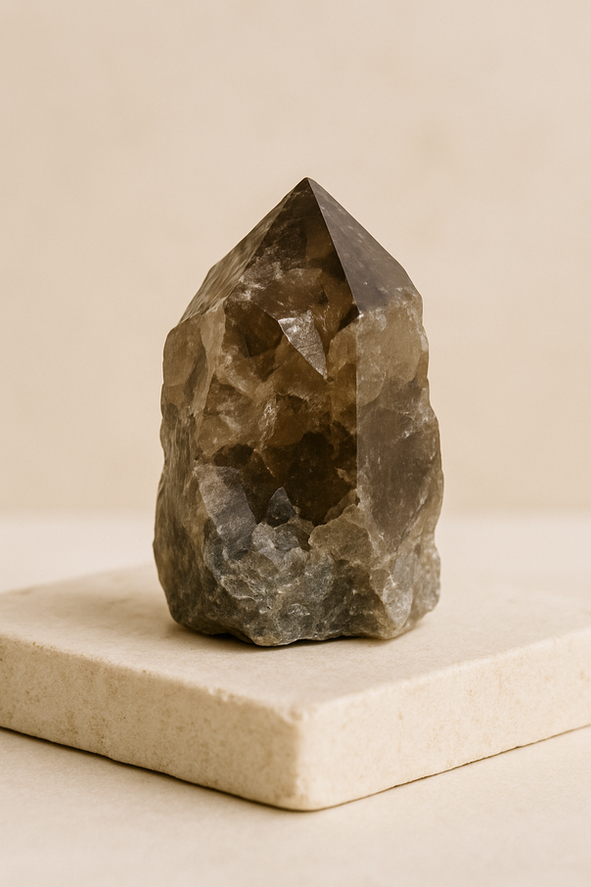 Natural Smoky Quartz raw stone symbolizing grounding, strength, and protection