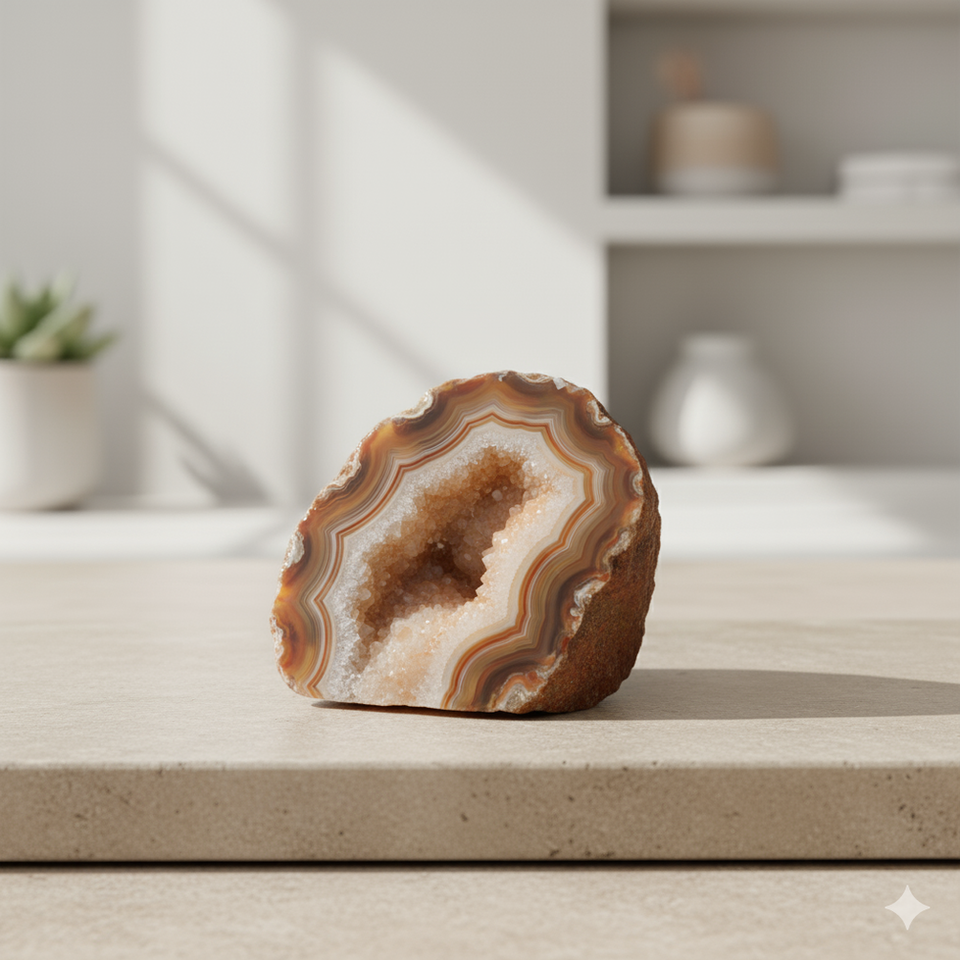 Natural Agate raw stone with earthy layers symbolizing stability and grounding