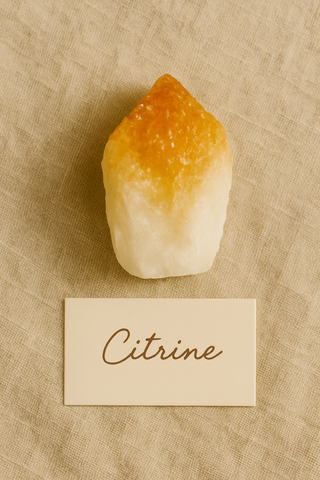 High-quality Natural Citrine raw stone radiating golden light and happiness