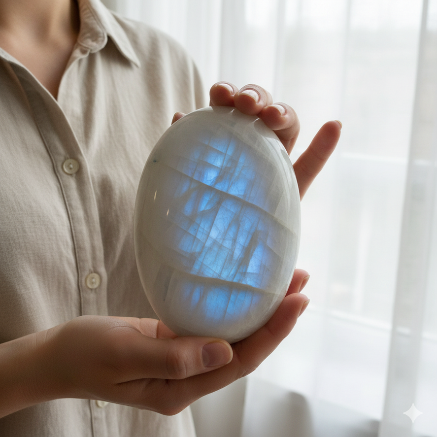 Moonstone gemstone promoting emotional healing, intuition, and divine connection